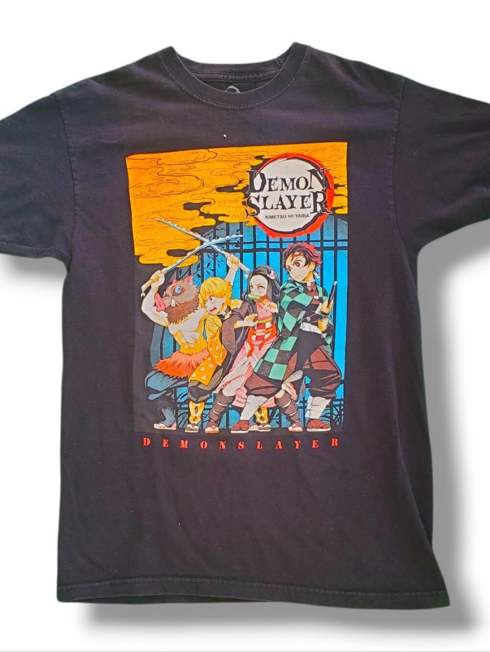 Anime Demon Slayer T-shirt Adult Small Black Graphic Print Official Merch Inve
